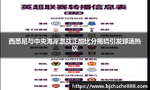 西悉尼与中央海岸激战正酣比分揭晓引发球迷热议